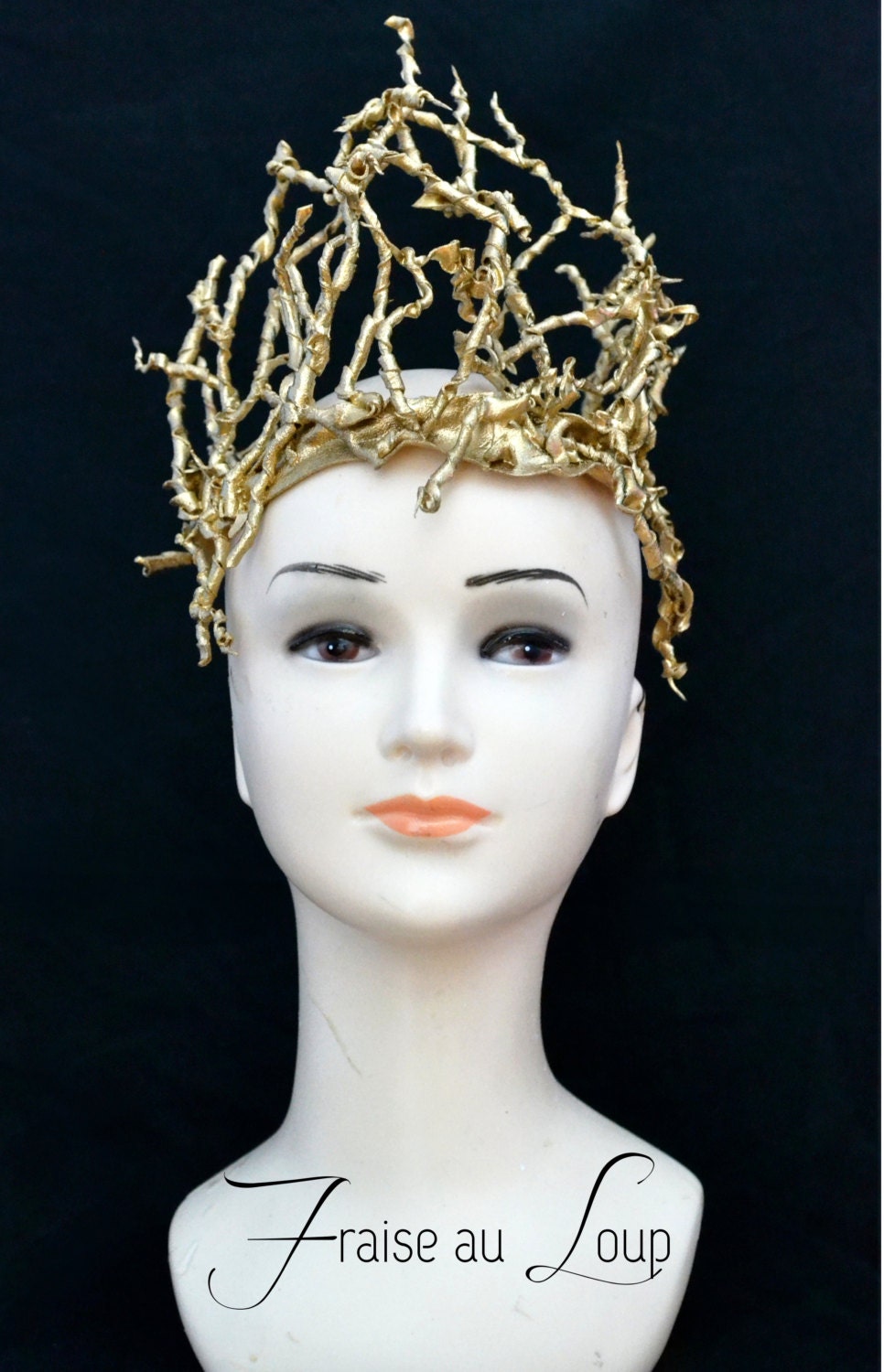 Madone - Headdress - Couronne dorée Fraise au Loup Costumes - Accessoire - Théâtre - Cosplay