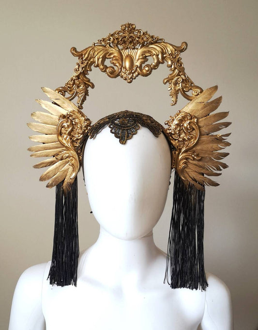 Headpiece couronne Coiffe Couronne fraise au Loup -Costume - White Swan - Cygne - Valkyrie