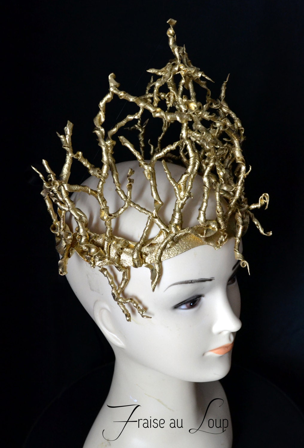 Madone - Headdress - Couronne dorée Fraise au Loup Costumes - Accessoire - Théâtre - Cosplay