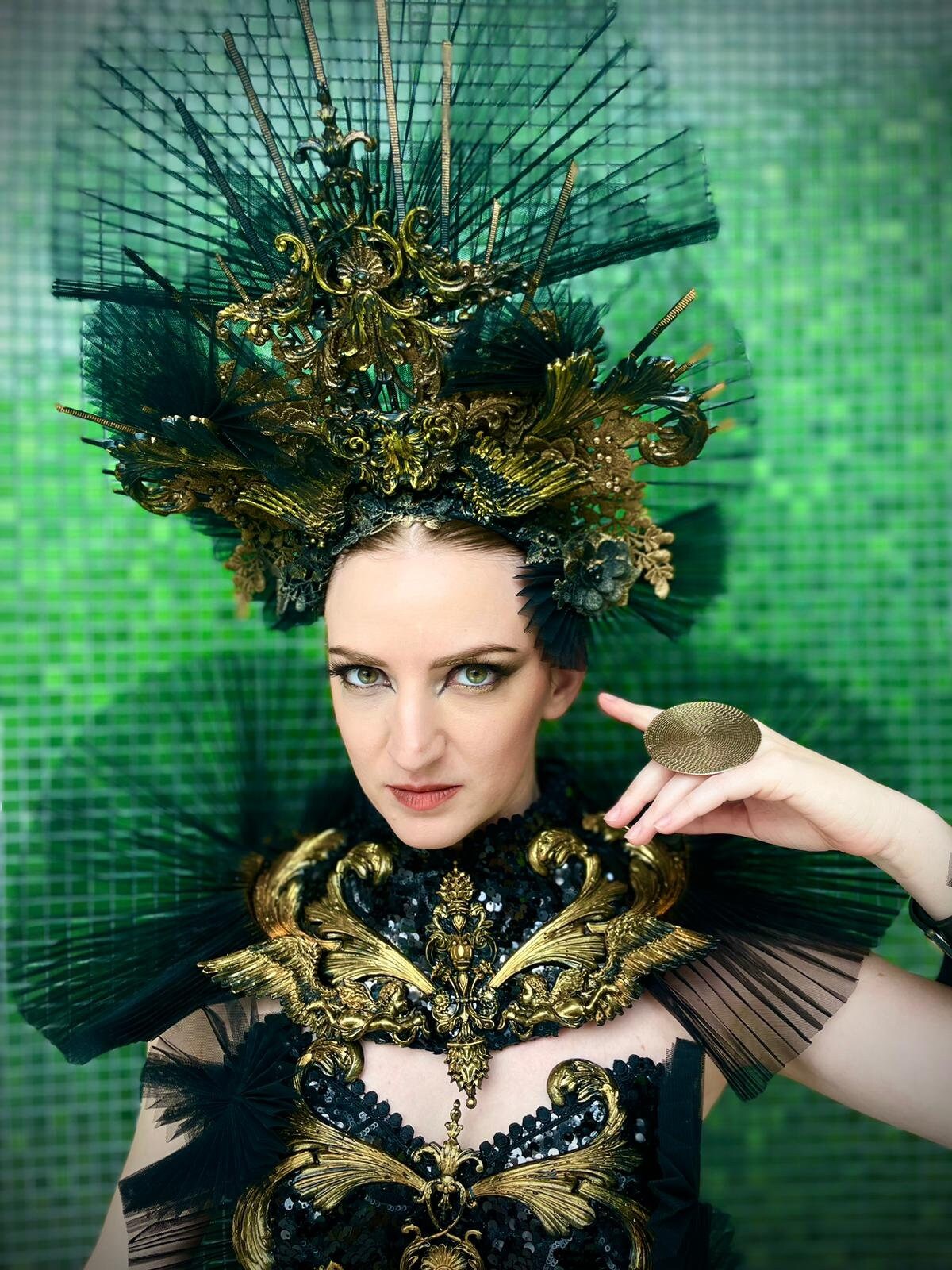 Coiffe halo couronne Céleste, Festival costume, filigranes, bijoudiadème baroque, headband - Met Gala
