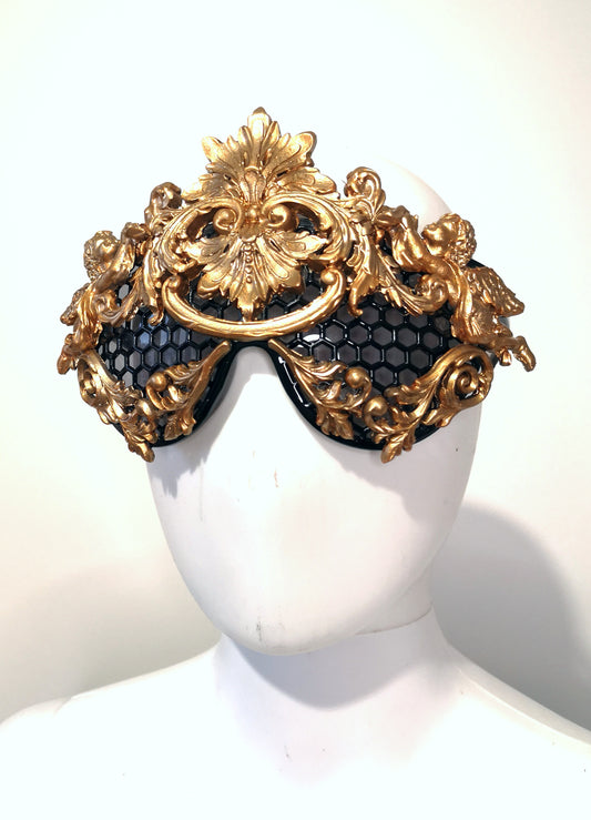 Lunettes de soleil Masque Baroque Or. Coeur. Ange chérubins