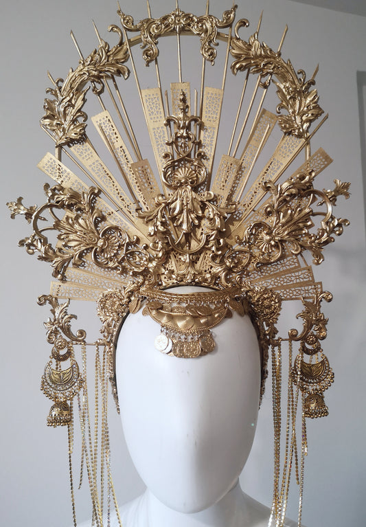 Coiffe halo couronne Céleste, Festival costume, filigranes, bijoudiadème baroque, headband - Met Gala