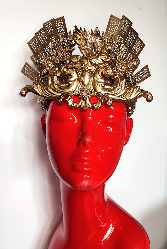 Coiffe halo couronne Céleste, Festival costume, filigranes, diadème baroque, headband - Met Gala