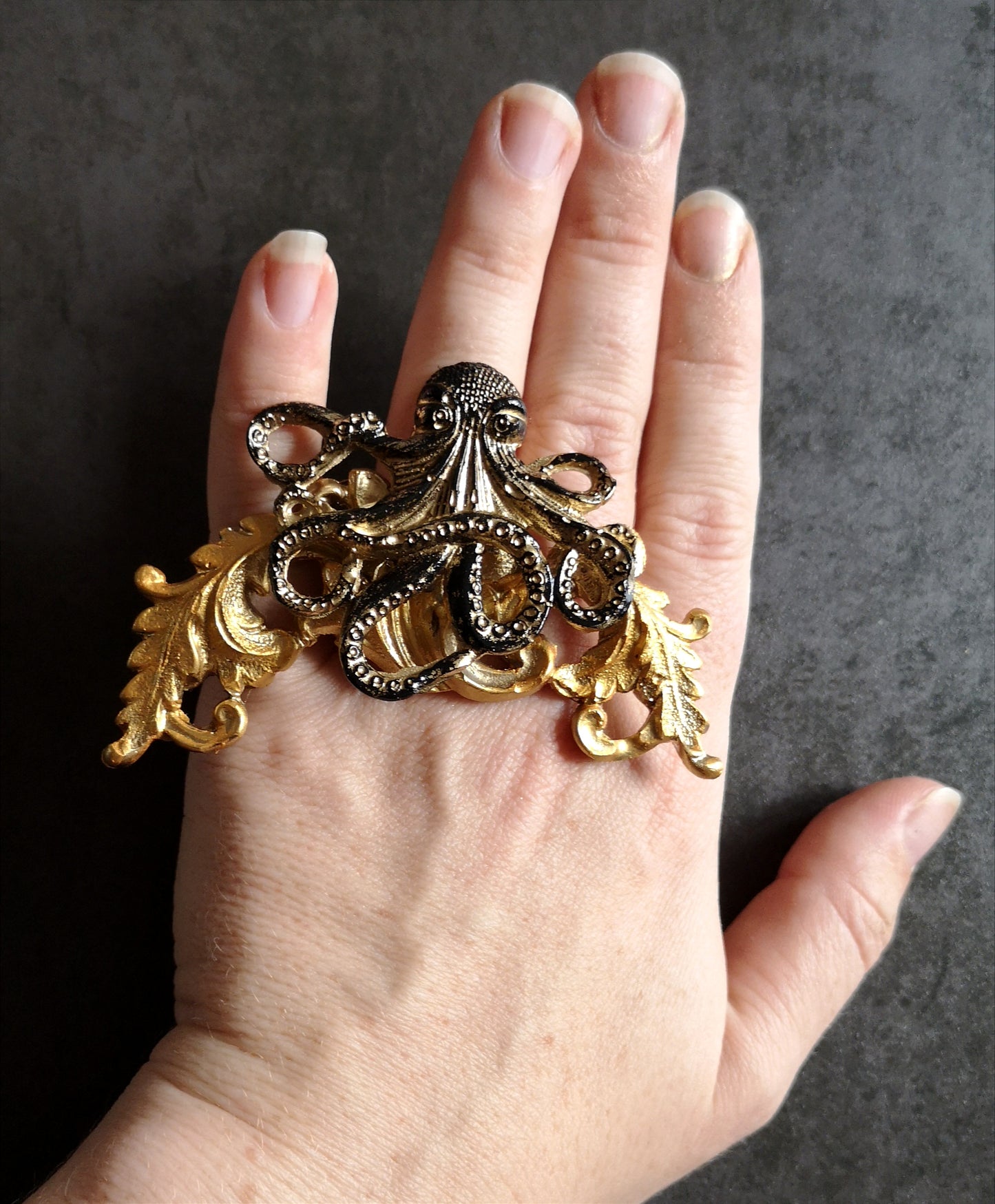 Bague Bijou fantaisie Octupus Gothique dark - Halloween