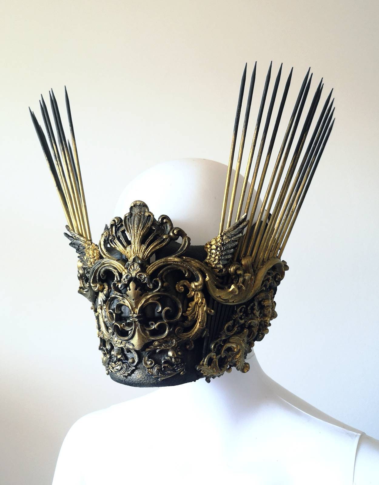 Masque baroque, bijou, rococo couture fashion, marie-antoinette, filigree, Baroque Fantasy Valkyrie Steampunk