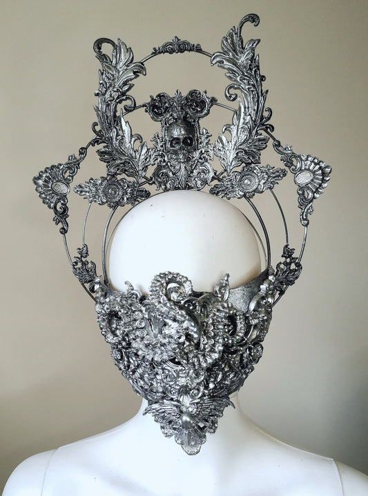 Set coiffe et masque facial. Skull tentacules et ailes Baroque