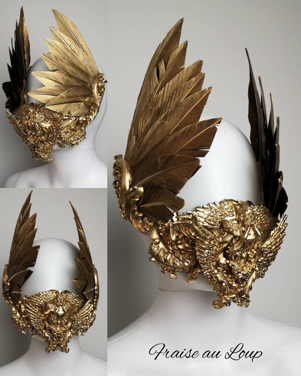 Masque baroque, bijou, rococo couture fashion, marie-antoinette, filigree, Baroque Fantasy Valkyrie Steampunk, anges