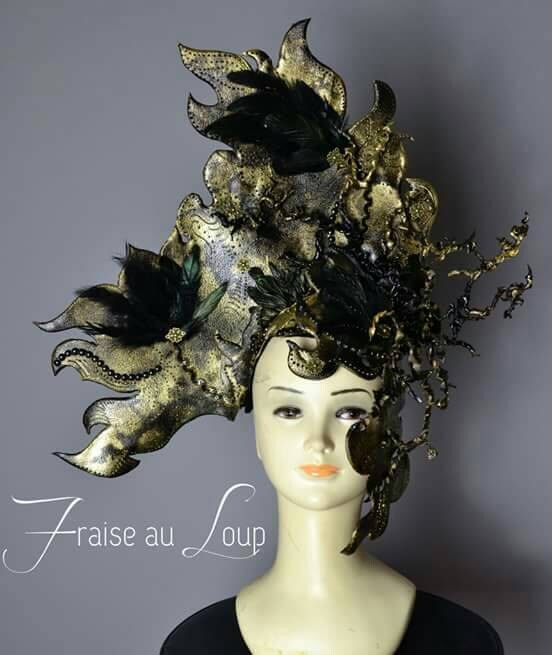 Fantasy Headdress -  Coiffe Fraise au Loup Fantastique Dark Beauty