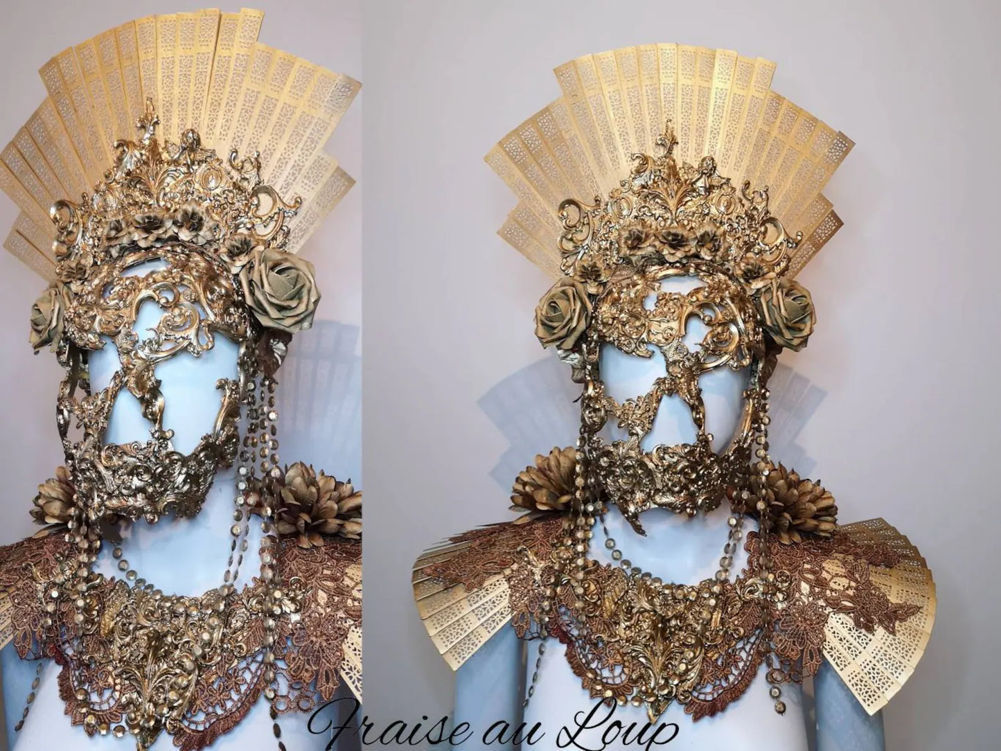 Headpiece coiffe - "Fraise au Loup" - Reine - Couronne - Luxe - Couture - Paris - Crown bijou collier