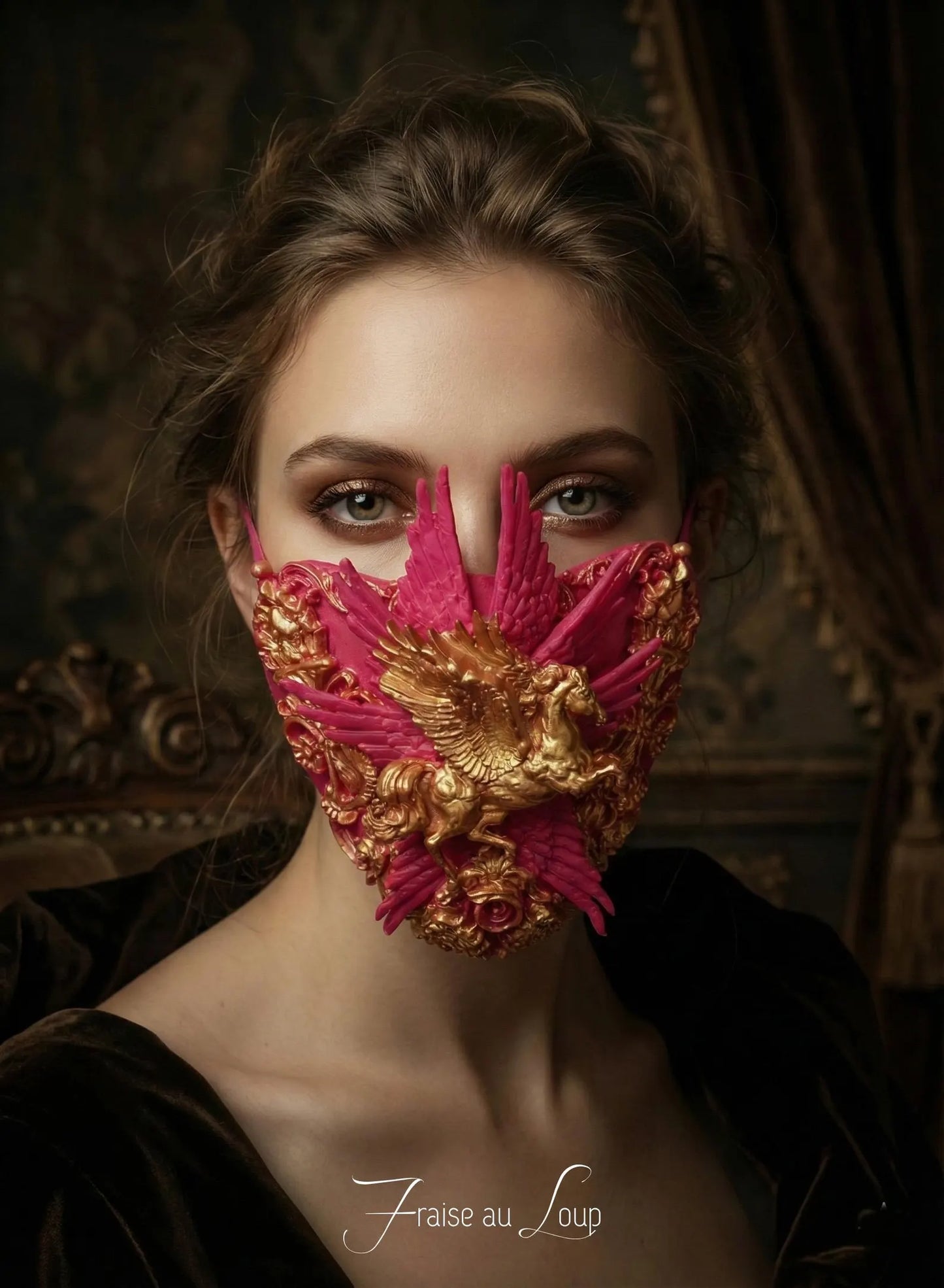 Masque baroque, bijou , rococo couture fashion, marie-antoinette, filigree, Baroque Fantasy Valkyrie masque bouche
