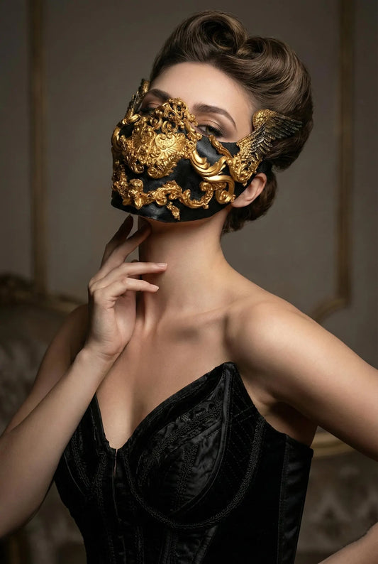 Masque baroque, bijou, rococo couture fashion, marie-antoinette, filigree, Baroque Fantasy Valkyrie Steampunk, anges