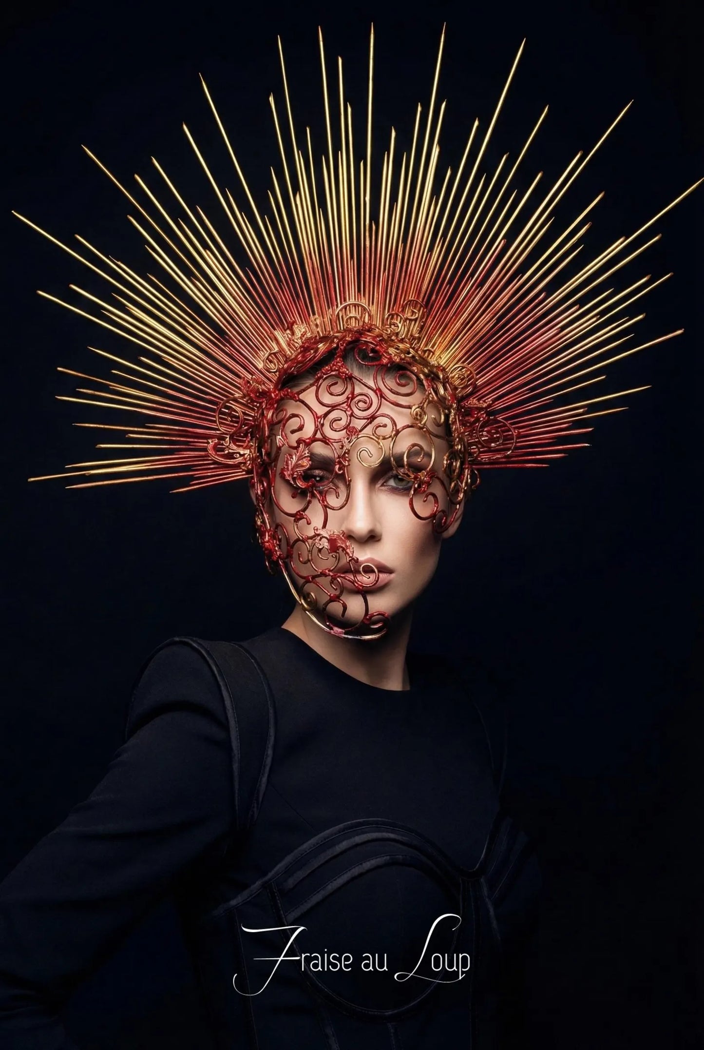 Coiffe Fleurie - Masque - Déesse Bal Venise - Show Cosplay - Gold Fraise au Loup - Prêt à expédier