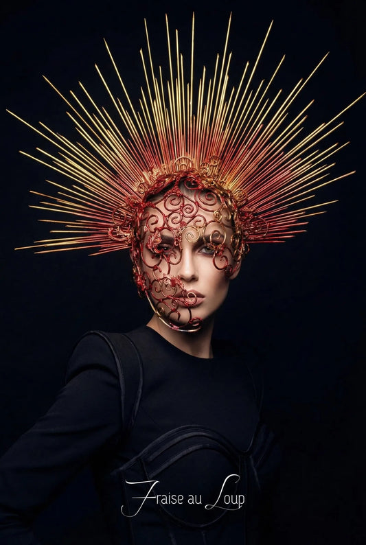 Coiffe Fleurie - Masque - Déesse Bal Venise - Show Cosplay - Gold Fraise au Loup - Prêt à expédier