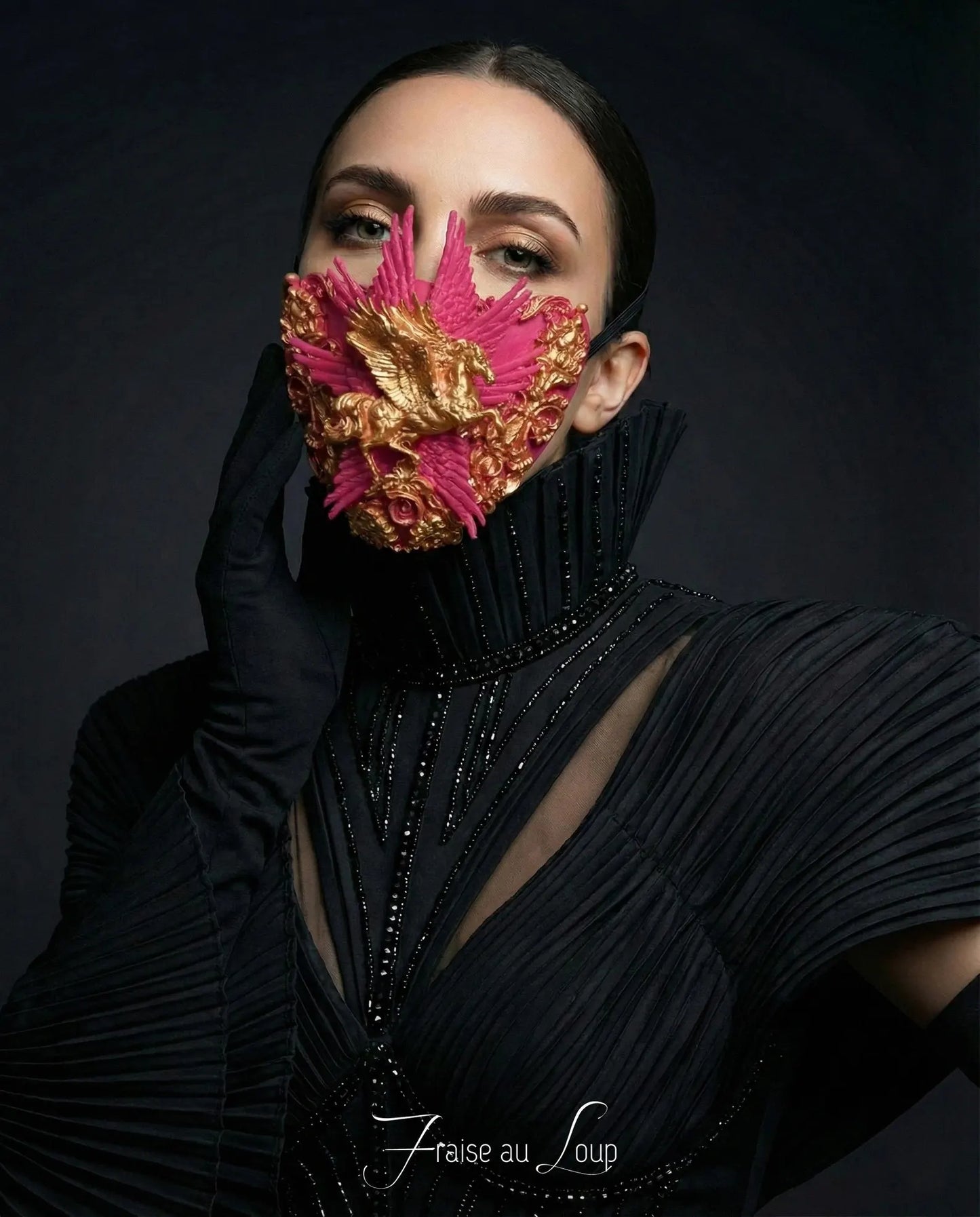 Masque baroque, bijou , rococo couture fashion, marie-antoinette, filigree, Baroque Fantasy Valkyrie masque bouche