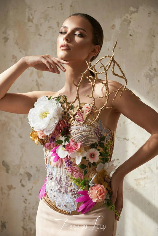 Corset Armure  féerique - Atelier Fraise au Loup - Nature - Fleuri - Princesse - Magique