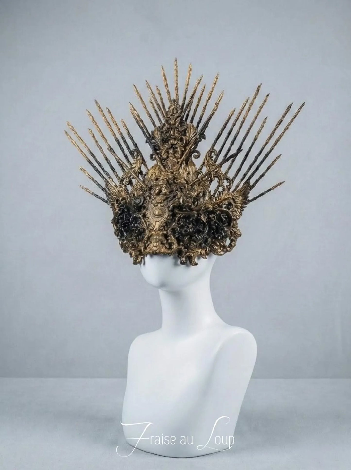 Masque "Splendeur de Venise" Or Baroque - Masque de Mascarade & Diadème Haute Couture - Style Élisabéthain