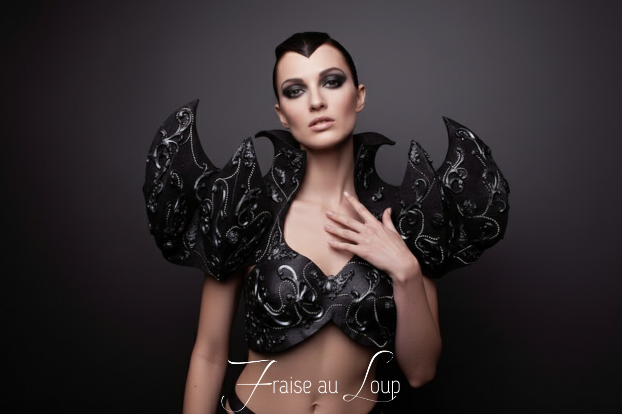 Epaulettes noires- Queen - Sorcière - Dark Beauty - Armure - Goth - Maléfique