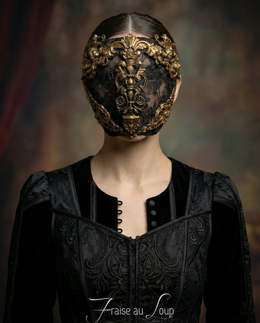 Lunettes de soleil Masque visage Baroque Or Dentelle Visière