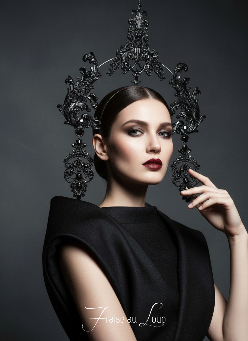 Headpiece coiffe halo bijou baroque - "Fraise au Loup" - Reine - Couronne - Luxe - Paris - Crown bijou