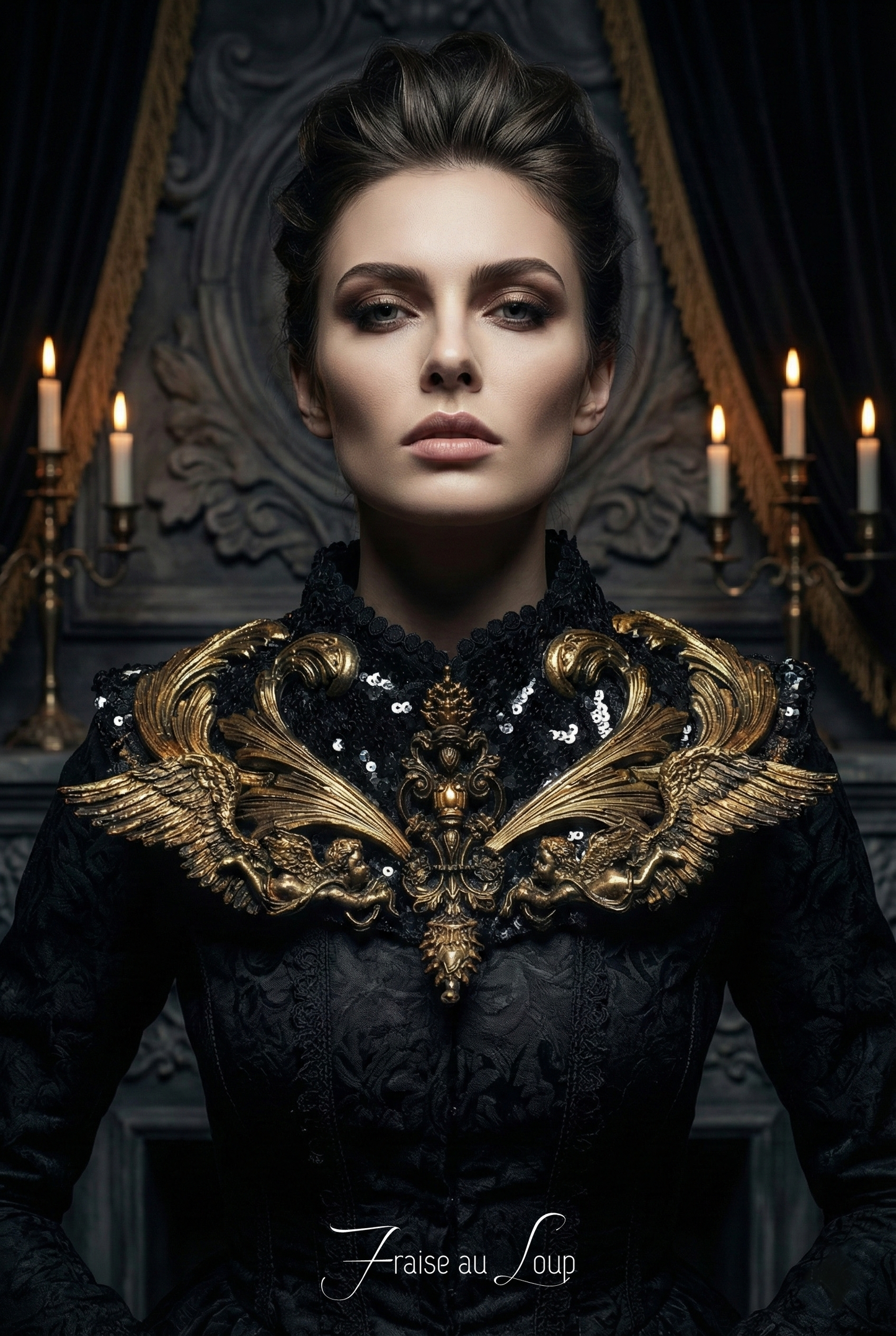 Plastron collier Fraise au Loup Costumes - Cosplay - Royal - Fantasy. Ready to ship