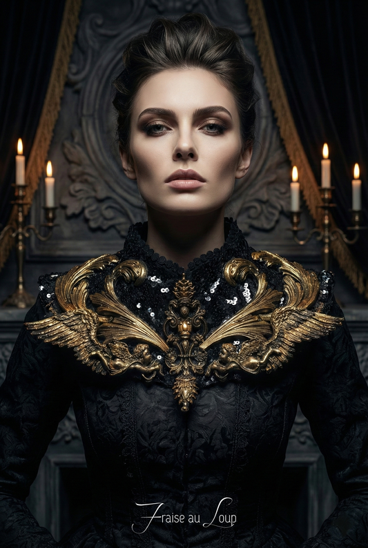 Plastron collier Fraise au Loup Costumes - Cosplay - Royal - Fantasy. Ready to ship