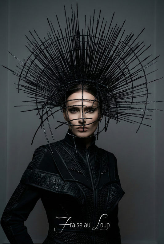 Coiffe Halloween headpiece Reine - Féérique - Beauté - Ange - Dark Beauty - Goth burning Man festival