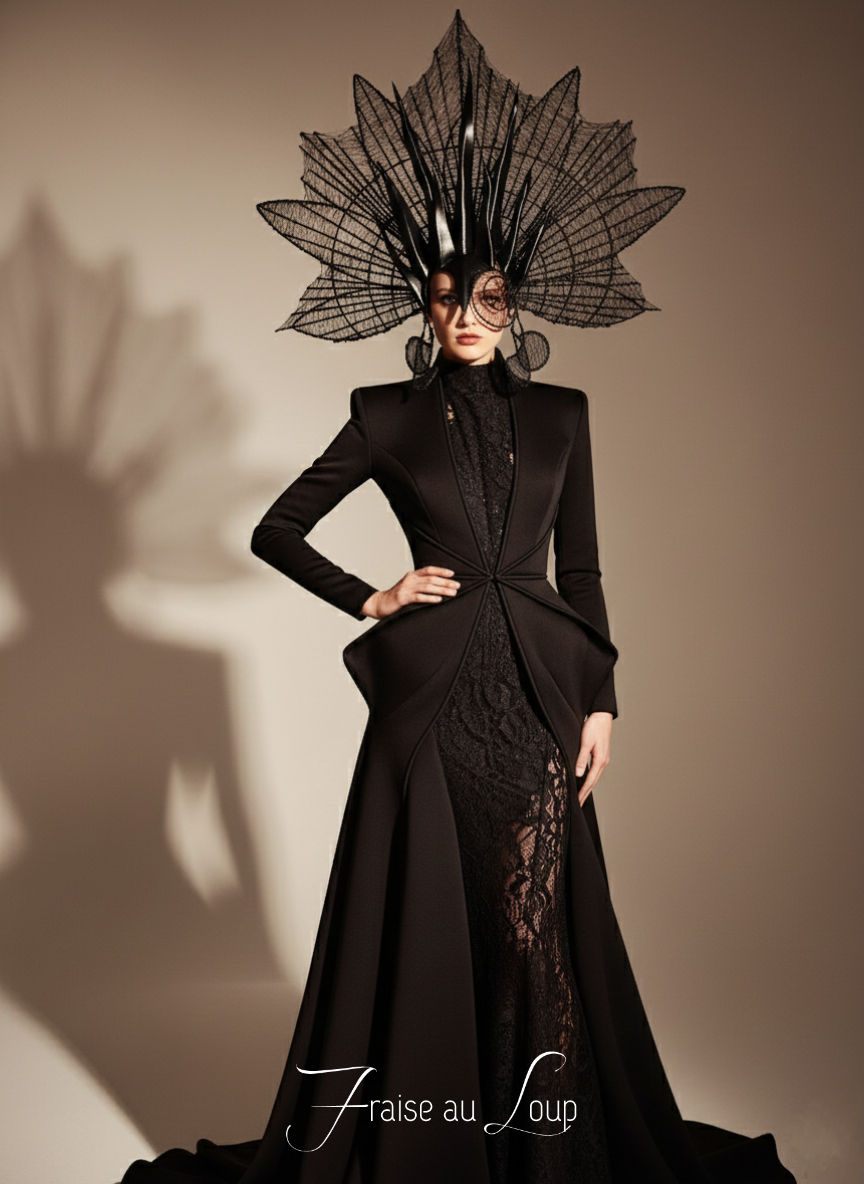 Sibylle - Coiffe "Prêtresse" Fraise au Loup - Reine - Féérique - Beauté - Ange - Dark Beauty - Goth