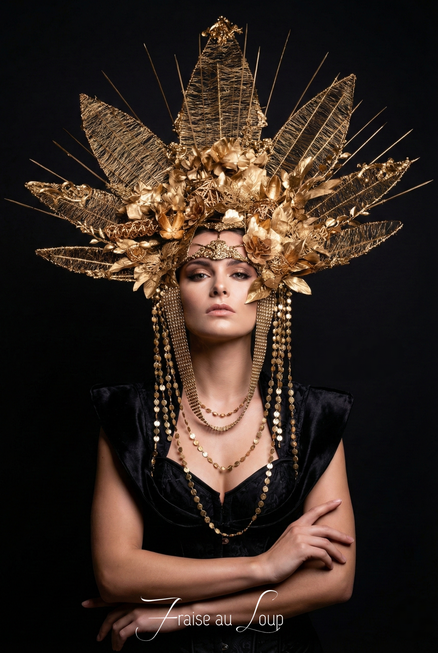 Vénus -  headpiece - Coiffe majestueuse "Fraise au Loup" - Reine - Couronne - Luxe - Couture - Paris - Crown