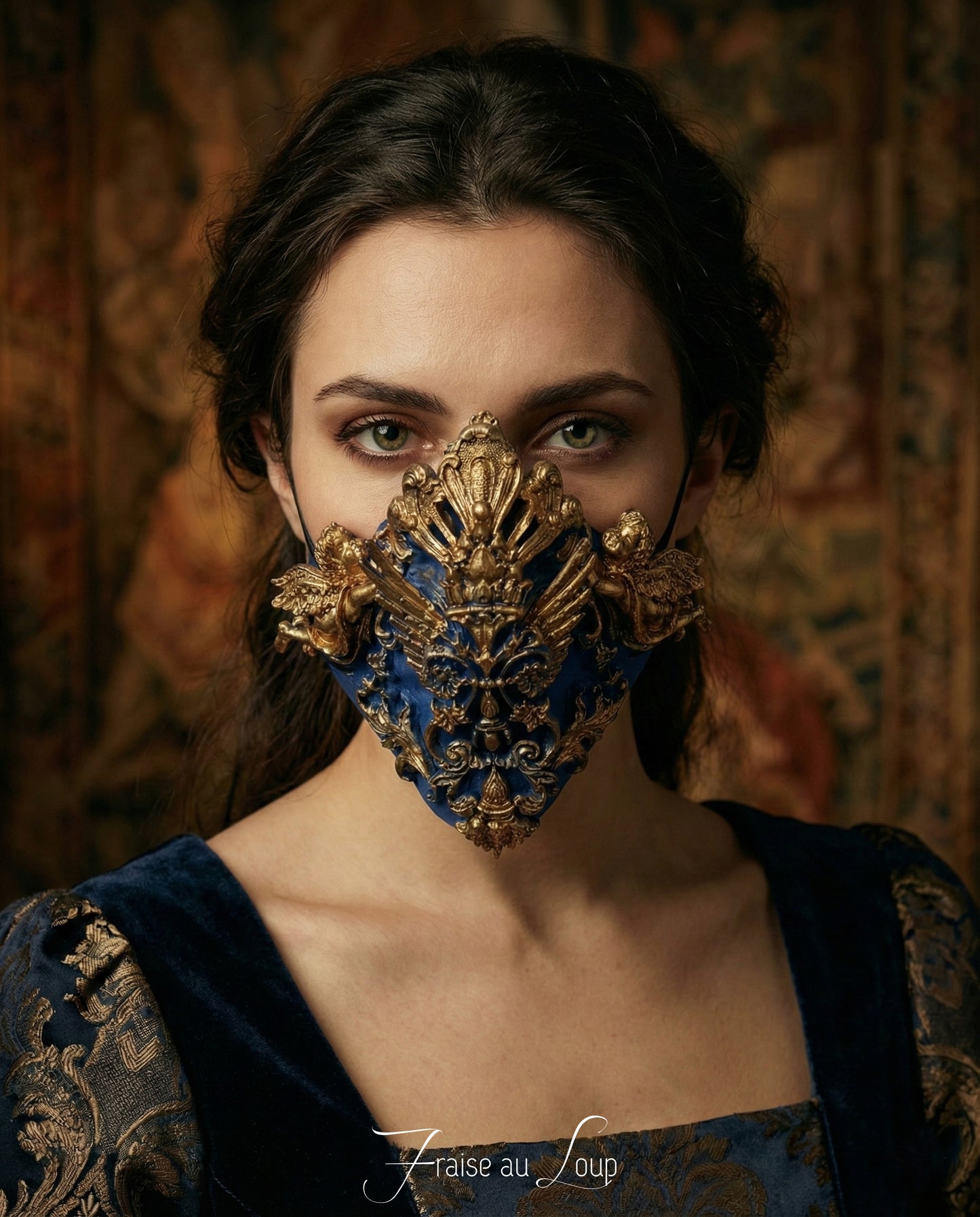 Masque baroque, bijou , rococo couture fashion, marie-antoinette, filigree, Baroque Fantasy Valkyrie masque bouche