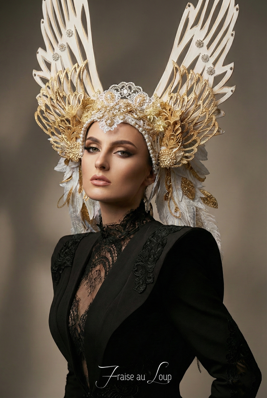Headpiece - Coiffe Couronne fraise au Loup - fantasy Costume - Fae - Valkyrie