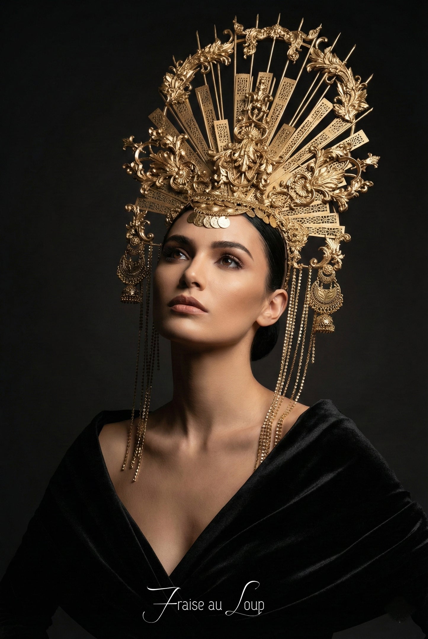 Coiffe halo couronne Céleste, Festival costume, filigranes, bijoudiadème baroque, headband - Met Gala