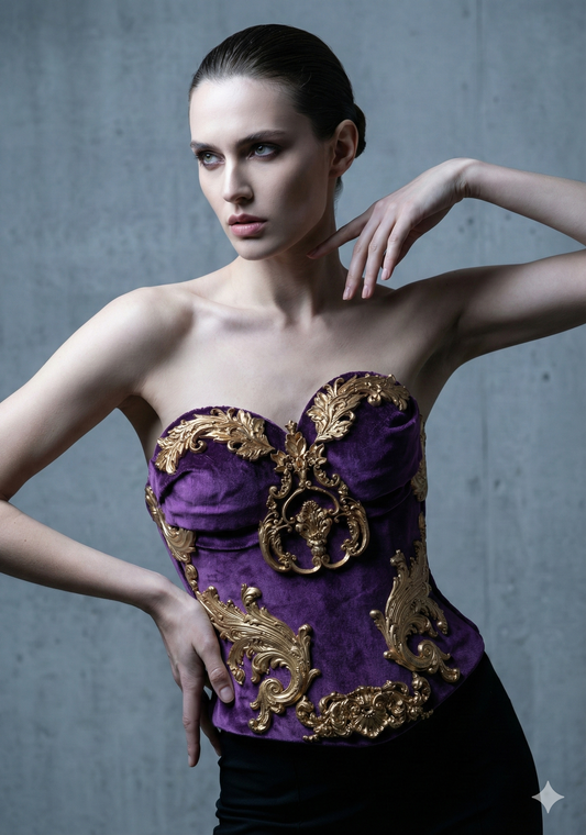 Corset armure royal. Velours baroque