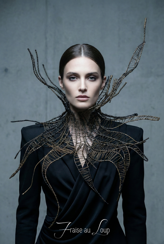 Epaulettes - Futuriste - Col tentacules - Fraise - Avant Garde - SFX - Cyborg - Alien - Mode - Alternatif - Prête à expédier