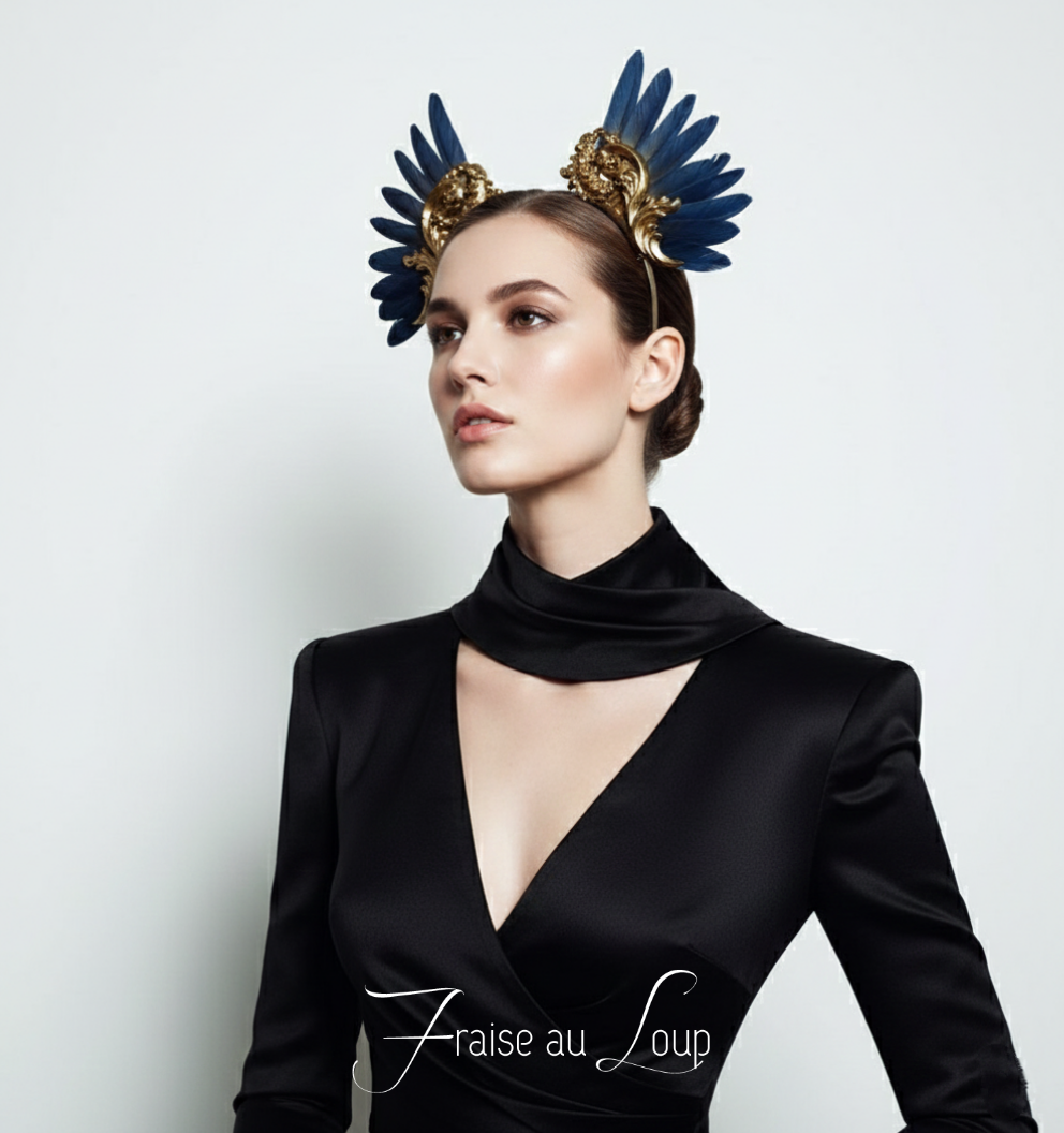 Coiffe couronne Céleste, zip tie, Festival costume, filigranes, diadème, couronne  plumes blanches Coiffure mariage - Met Gala
