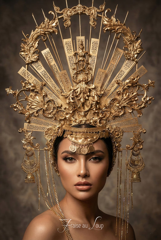 Coiffe halo couronne Céleste, Festival costume, filigranes, bijoudiadème baroque, headband - Met Gala