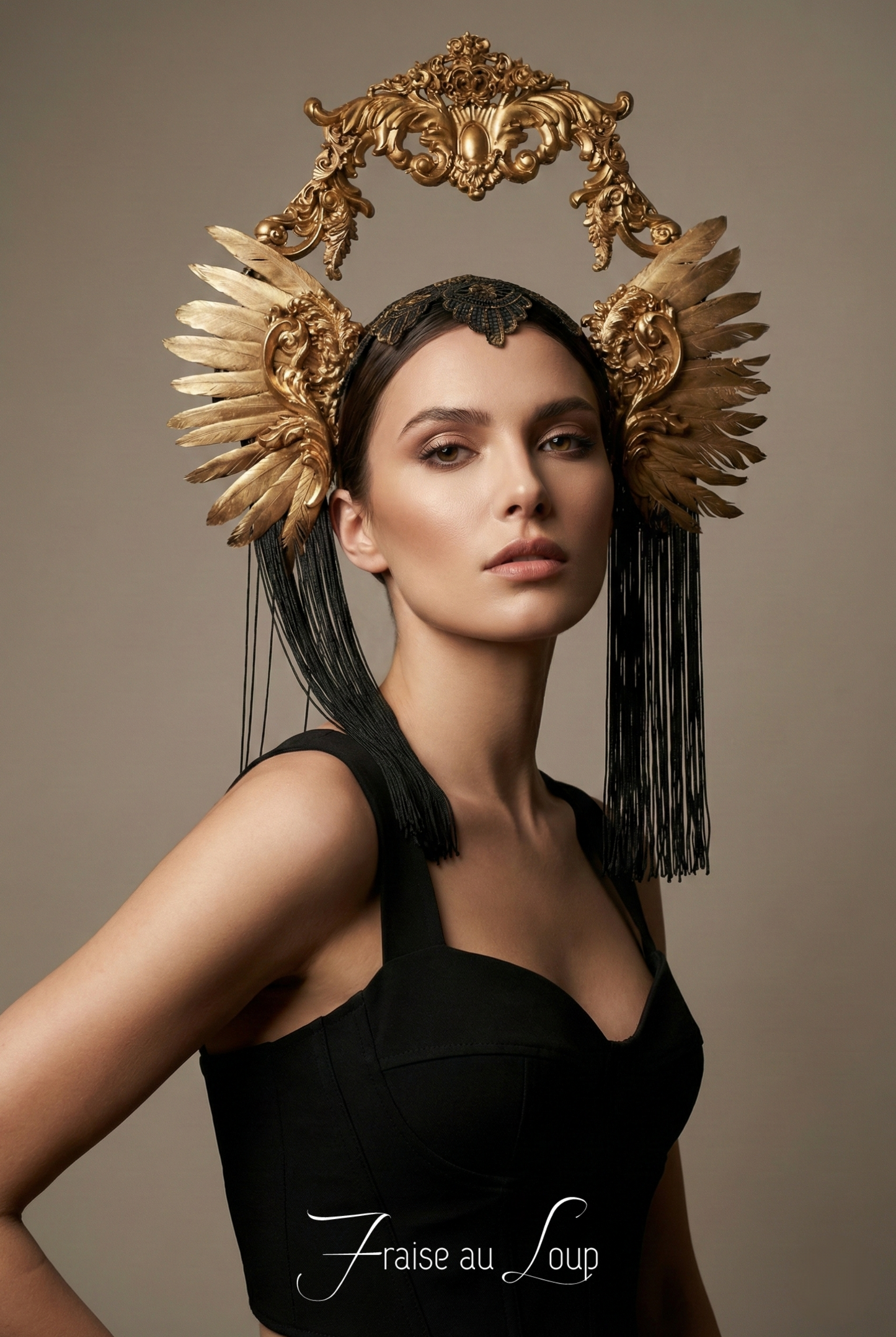 Headpiece couronne Coiffe Couronne fraise au Loup -Costume - White Swan - Cygne - Valkyrie