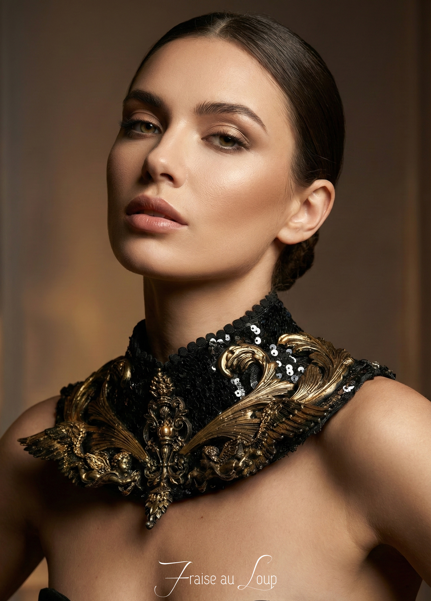 Plastron collier Fraise au Loup Costumes - Cosplay - Royal - Fantasy. Ready to ship