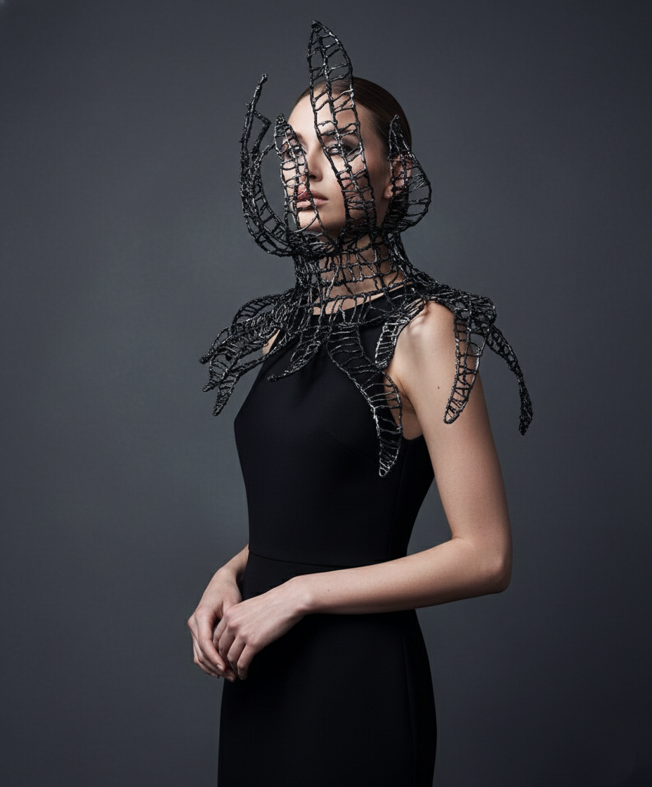 Epaulettes - Futuriste - Col tentacules - Fraise - Avant Garde - SFX - Cyborg - Alien - Mode - Alternatif - Pièce réalisée sur commande