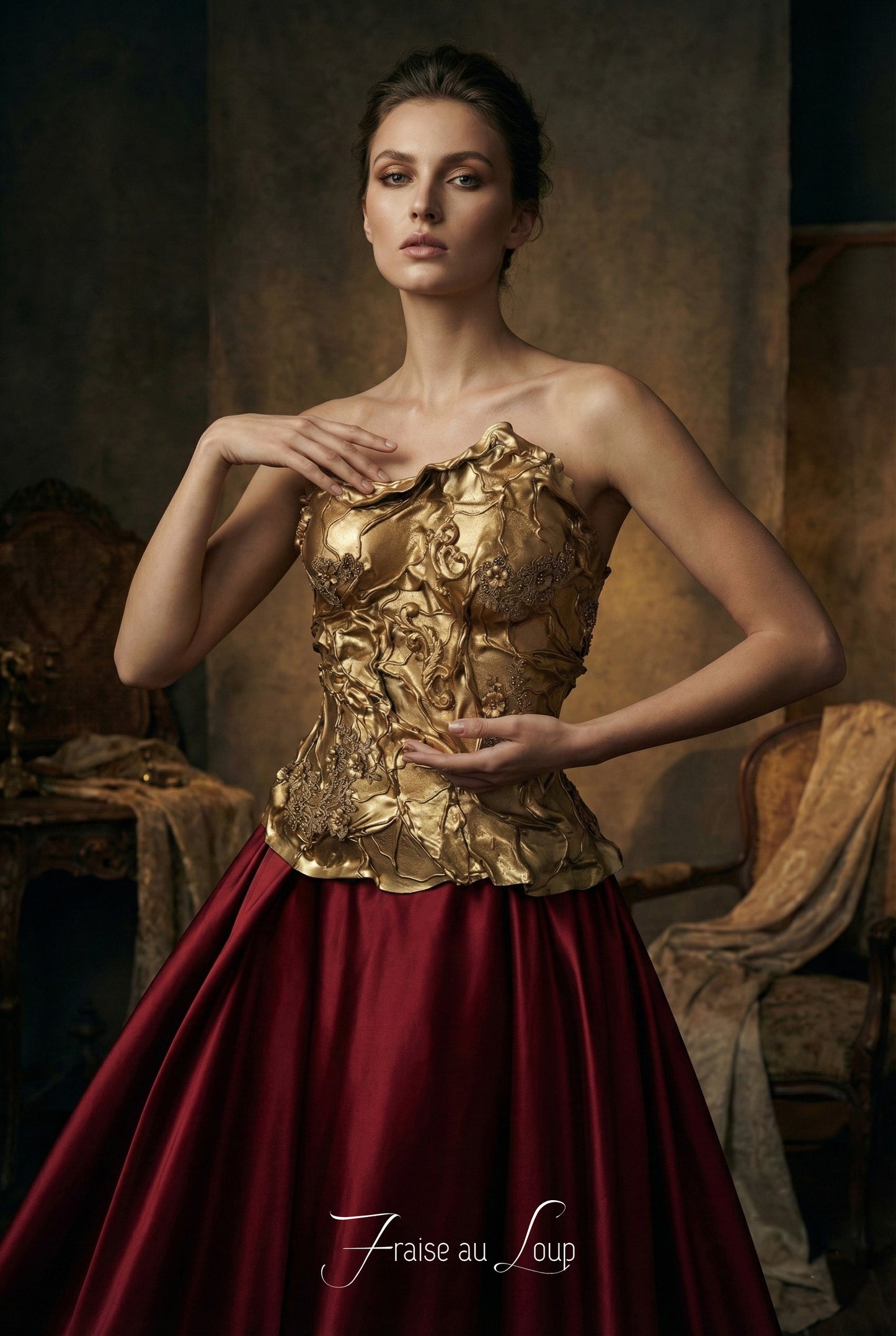 Plastron Armure Fraise au Loup Costumes - Cosplay - Royal - Gold - Breastplate - Fantasy