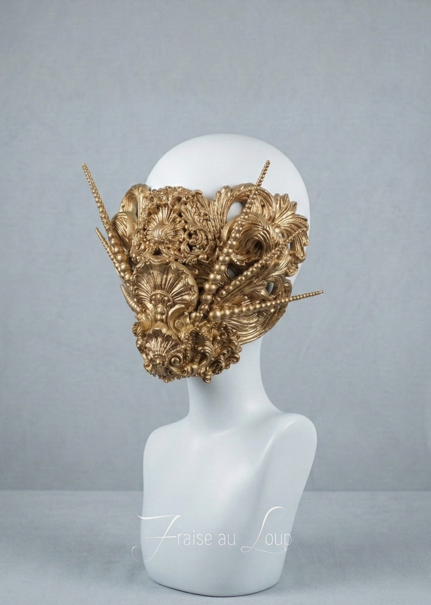 Masque baroque, bijou, rococo couture fashion, filigree, Baroque Fantasy Valkyrie Steampunk. Ready to ship