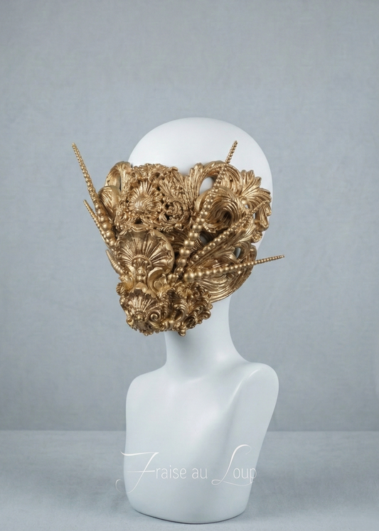 Masque baroque, bijou, rococo couture fashion, filigree, Baroque Fantasy Valkyrie Steampunk. Ready to ship